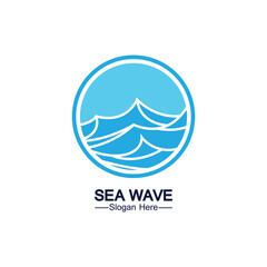 Water wave logo template icon vector illustration design. Wave In Circle Shape