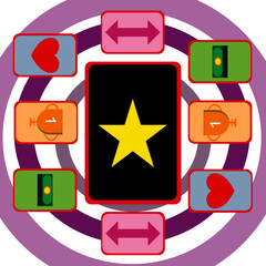 Abstract Fortune telling Card Matching Game with money heart Trophies Arrow Vector 