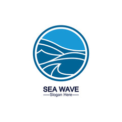Water wave logo template icon vector illustration design. Wave In Circle Shape