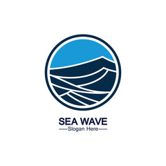 Water wave logo template icon vector illustration design. Wave In Circle Shape