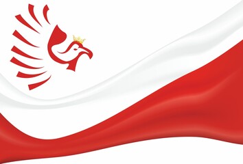  white and red composition with with the Polish flag and with a red eagle