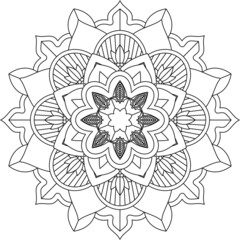 Easy Mandala coloring book simple and basic for beginners, seniors and children. Set of Mehndi flower pattern for Henna drawing and tattoo. Decoration in ethnic oriental, Indian style.