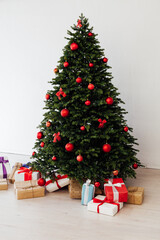 Fototapeta na wymiar New Year's Eve home Christmas tree toys holiday December