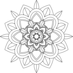 Easy Mandala coloring book simple and basic for beginners, seniors and children. Set of Mehndi flower pattern for Henna drawing and tattoo. Decoration in ethnic oriental, Indian style.