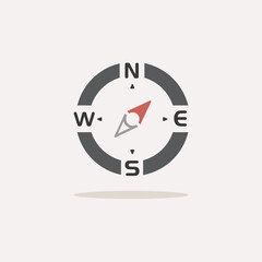 Compass. North east direction. Color icon with shadow. Weather vector illustration