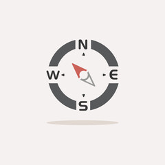 Compass. North west direction. Color icon with shadow. Weather vector illustration