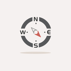 Compass. South east direction. Color icon with shadow. Weather vector illustration