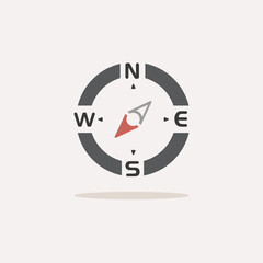 Compass. South west direction. Color icon with shadow. Weather vector illustration