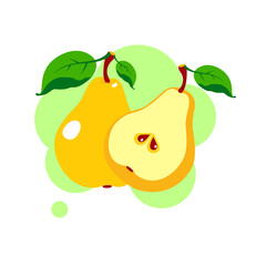 Fresh pear icon vector illustration. Yellow pear isolated on white background. Flat illustration.