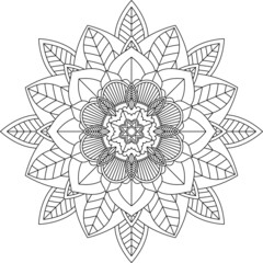 Easy Mandala coloring book simple and basic for beginners, seniors and children. Set of Mehndi flower pattern for Henna drawing and tattoo. Decoration in ethnic oriental, Indian style.