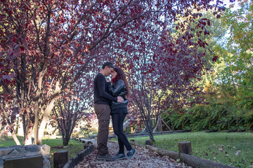 Fototapeta premium couple in love under a leafy tree