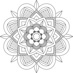 Easy Mandala coloring book simple and basic for beginners, seniors and children. Set of Mehndi flower pattern for Henna drawing and tattoo. Decoration in ethnic oriental, Indian style.
