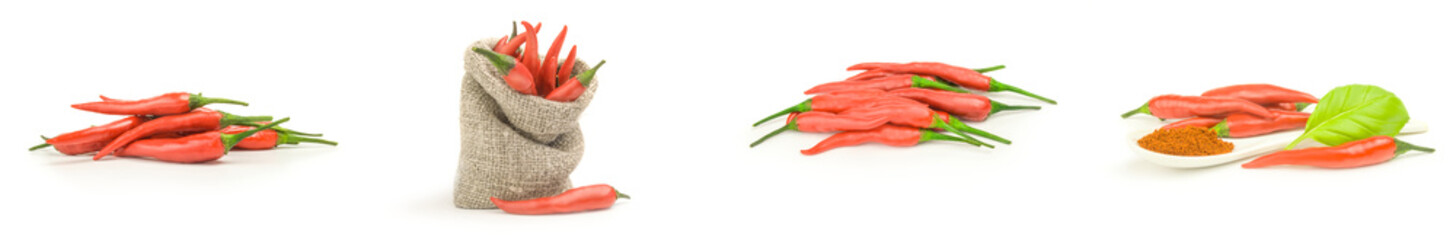 Collage of spur pepper isolated over a white background