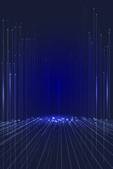 Blue forward perspective space light, science and technology background.