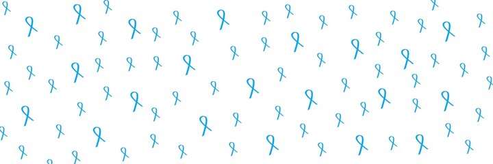 Blue ribbon diabetes awareness. Modern style logo illustration for november month awareness campaigns. Long Banner	
