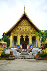 Fototapeta premium Naga statues in Buddhist Laos. Artistry of southeast as