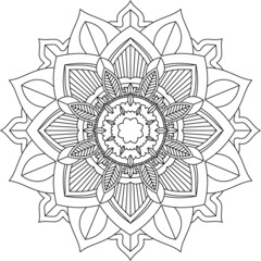 Easy Mandala coloring book simple and basic for beginners, seniors and children. Set of Mehndi flower pattern for Henna drawing and tattoo. Decoration in ethnic oriental, Indian style.