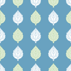 Seamless white poplar pattern vector. Green and white foliage illustration background.