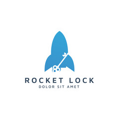rocket and lock negative space logo design
