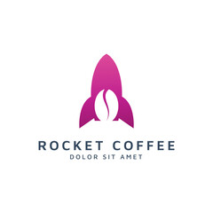 rocket and coffee negative space logo design