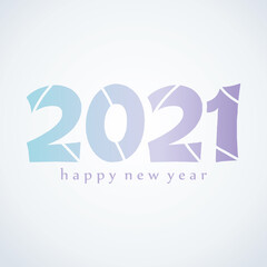 2021 happy new year, celebration greeting card creative font