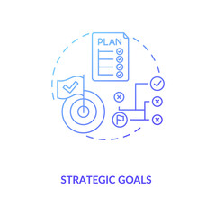 Strategic goals concept icon. Mobile app development process. Creating way for application creation. Team work idea thin line illustration. Vector isolated outline RGB color drawing