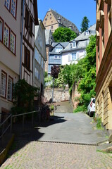 Historic streets of the old quarters of Marburg (Germany)