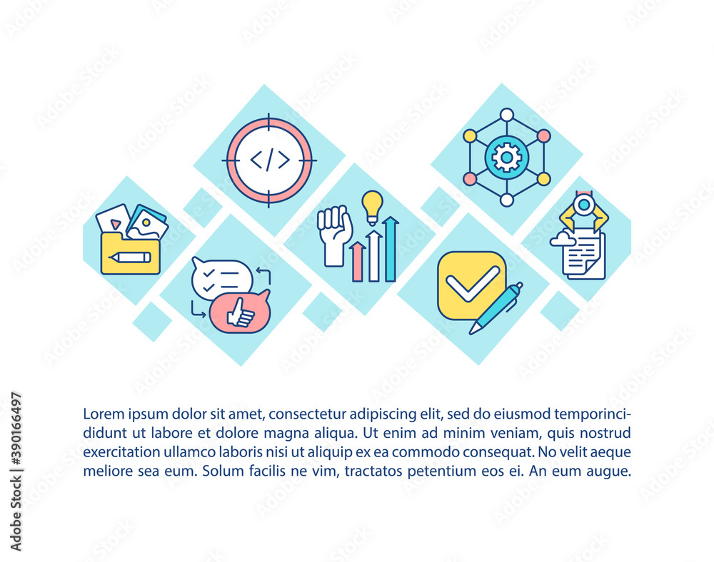 Poster creating mobile apps concept icon with text. budgeting and planning. feedback from social media. ppt