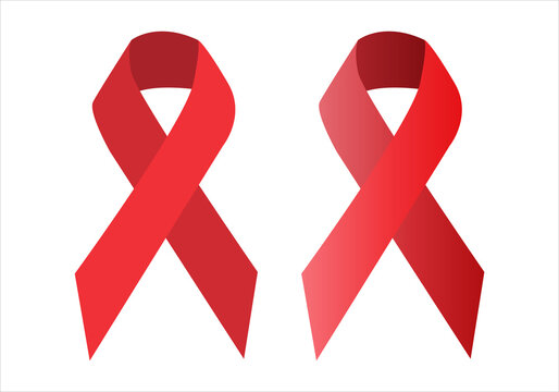 Lazos rojos contra el sida en fondo blanco.
