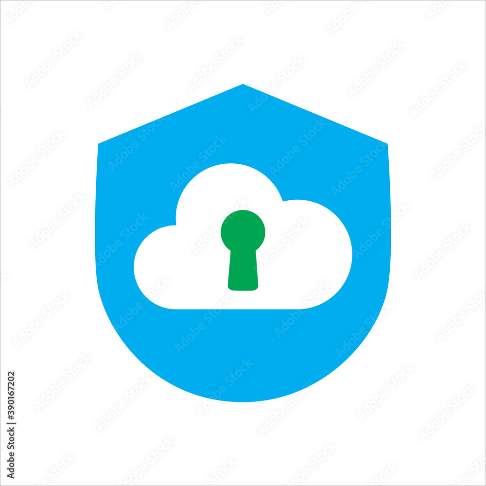 Poster shield with cloud. concept of cloud network protection. vector icon concept.