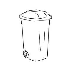 Sketched empty trash bin desktop icon. Doodle design element in vector, trash can vector sketch illustration
