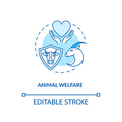 Animal welfare turquoise concept icon. Ranch livestock health. Veterinary care. Cow, goat wellbeing. Farm cattle idea thin line illustration. Vector isolated outline RGB color drawing. Editable stroke