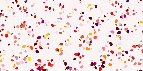 Light pink, yellow vector texture with memphis shapes.