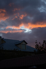 sunset over the village