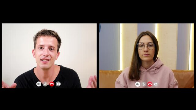 People using video conferencing technology to solve problems. Remote work.