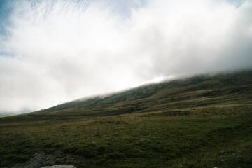 Green grass hill in the highlands of Pyrenees