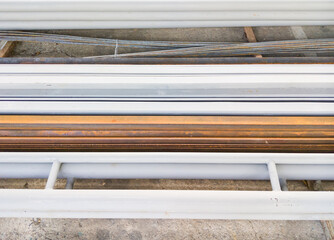 Obraz premium Steel pile and steel bar to storage in the construction site.
