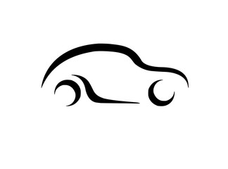 Obraz premium Black flat sports car icon on white background