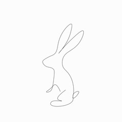 Bunny one line drawing, vector illustration
