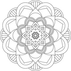 Easy Mandala coloring book simple and basic for beginners, seniors and children. Set of Mehndi flower pattern for Henna drawing and tattoo. Decoration in ethnic oriental, Indian style.
