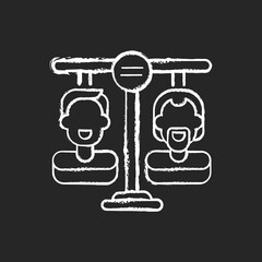 Equality land chalk white icon on black background. American dream. Freedom opportunity. Democracy. Born free. Same rights, responsibilities and protections. Isolated vector chalkboard illustration