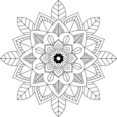 Easy Mandala coloring book simple and basic for beginners, seniors and children. Set of Mehndi flower pattern for Henna drawing and tattoo. Decoration in ethnic oriental, Indian style.