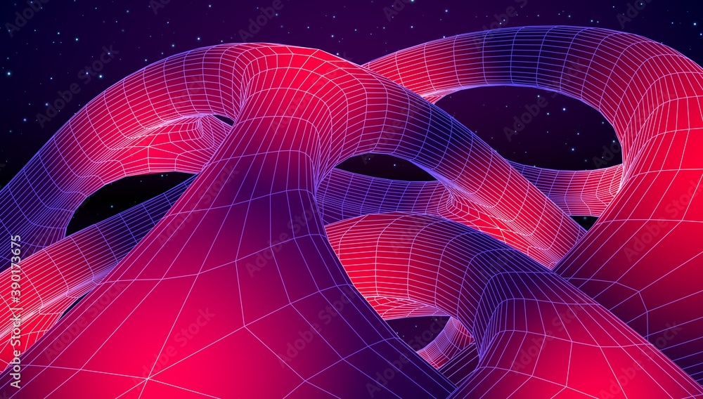 Aufkleber Abstract technology background with connected cells and lightened cores. Biotechnology and science frontier concept
