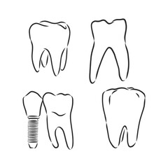 Abstract teeth set sketch vector illustration, tooth, vector sketch illustration