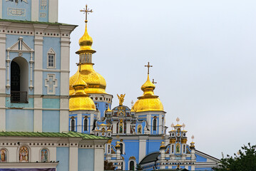 Fototapeta na wymiar Close-up view of famous St. Michael's Golden-Domed Monastery (