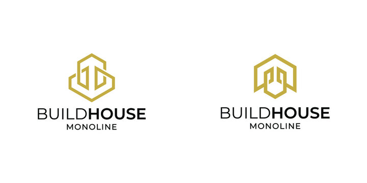 House logo icon with line art style design inspiration template