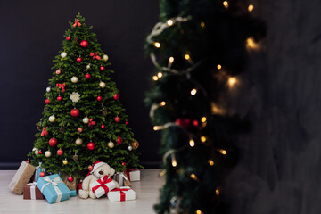 decor new year presents Christmas tree interior holiday