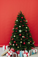 decor new year presents Christmas tree interior holiday