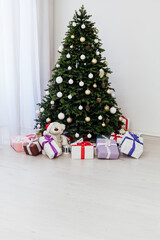 Window decor new year presents Christmas tree interior holiday