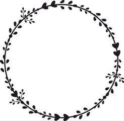 Round frame. Circle Ornamental decorative frame with floral element
